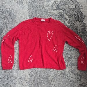 Caslon Red Sweater with Heart Accents